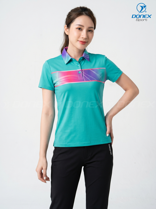 Áo thể thao nữ AC-3858-19-01 Xanh ngọc phối trắng